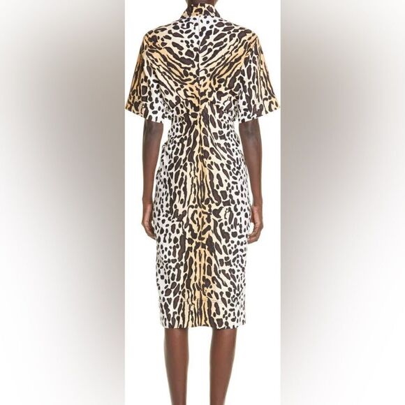 ST John Margay Cat Print Silk Shirtdress Size 10 NWOT Leopard Print - Picture 2 of 7
